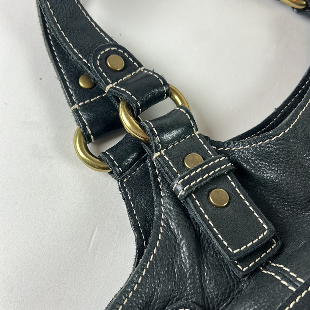 Euc Fossil vintage leather brass Y2K shoulder bag - Picture 2 of 9